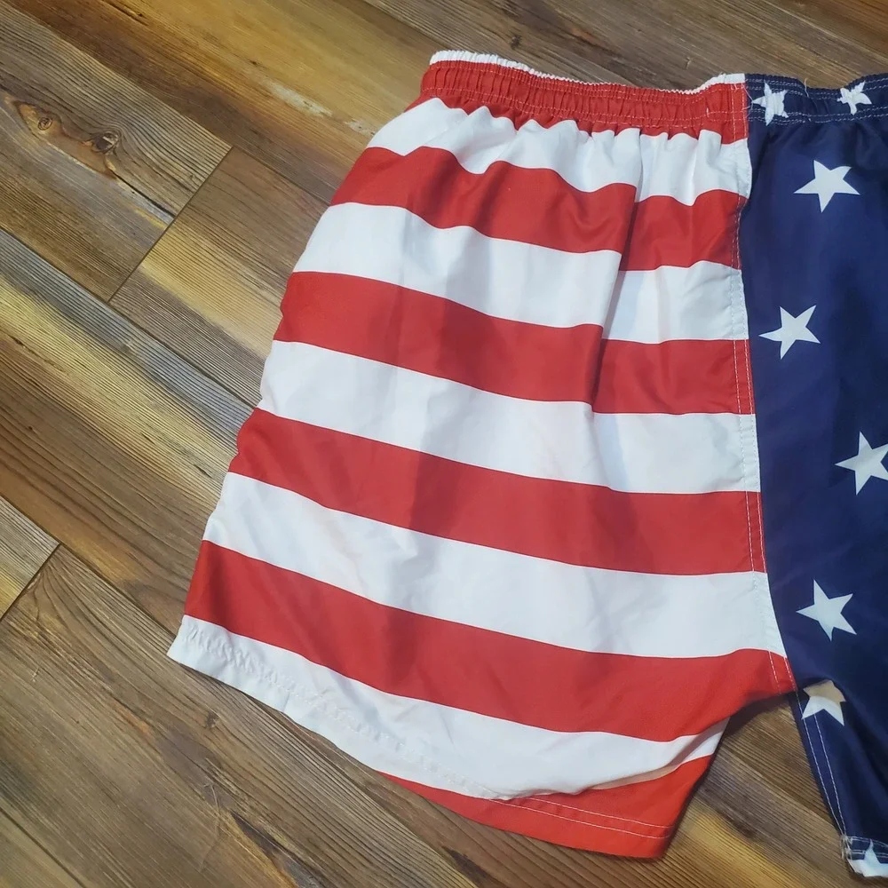 Exist Swim Mens 3XL American Flag Trunks Stars Stripes Patriotic Board Shorts